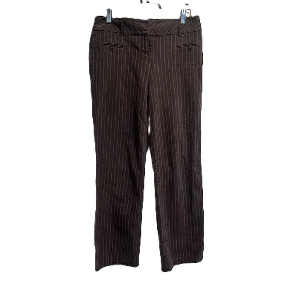 Loft Pants Womens Size 4 Brown with White and Orange Stripes - Picture 1 of 6